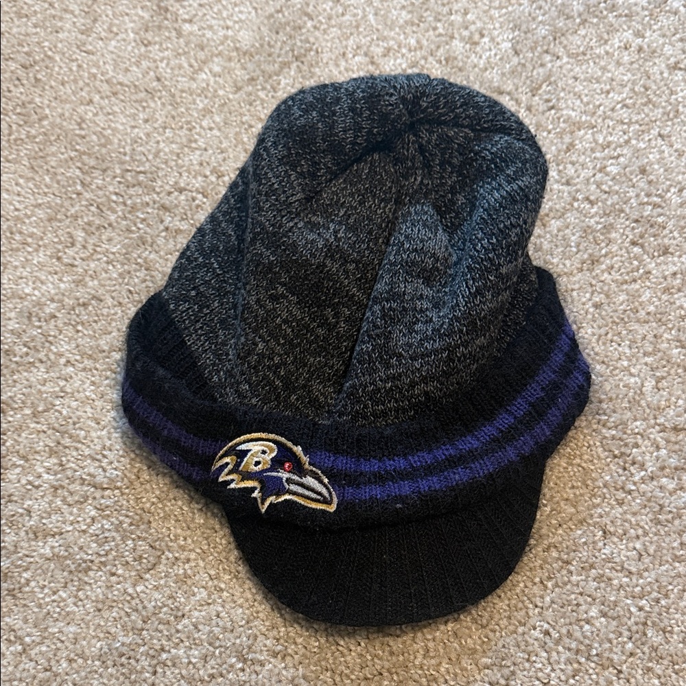 Baltimore Ravens knit beanie hat with small brim